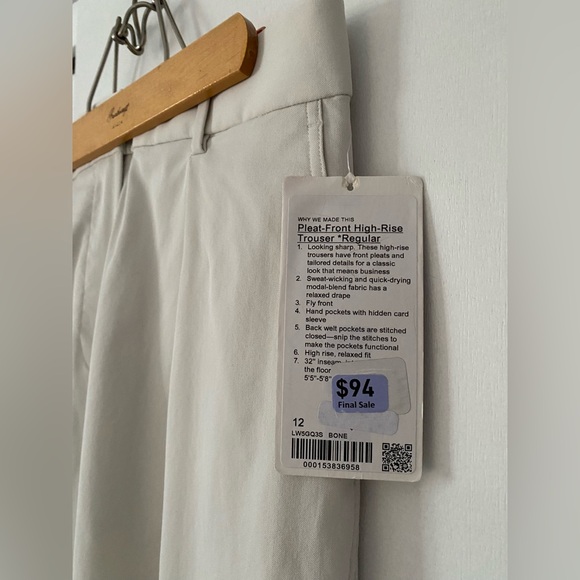 NWT Lululemon pleat-front High rise Trouser size 12 - Picture 7 of 16